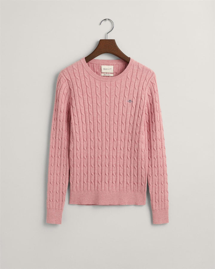 Stretch Cotton Cable C-Neck California Pink Melange | Genser | Smuk - Dameklær på nett