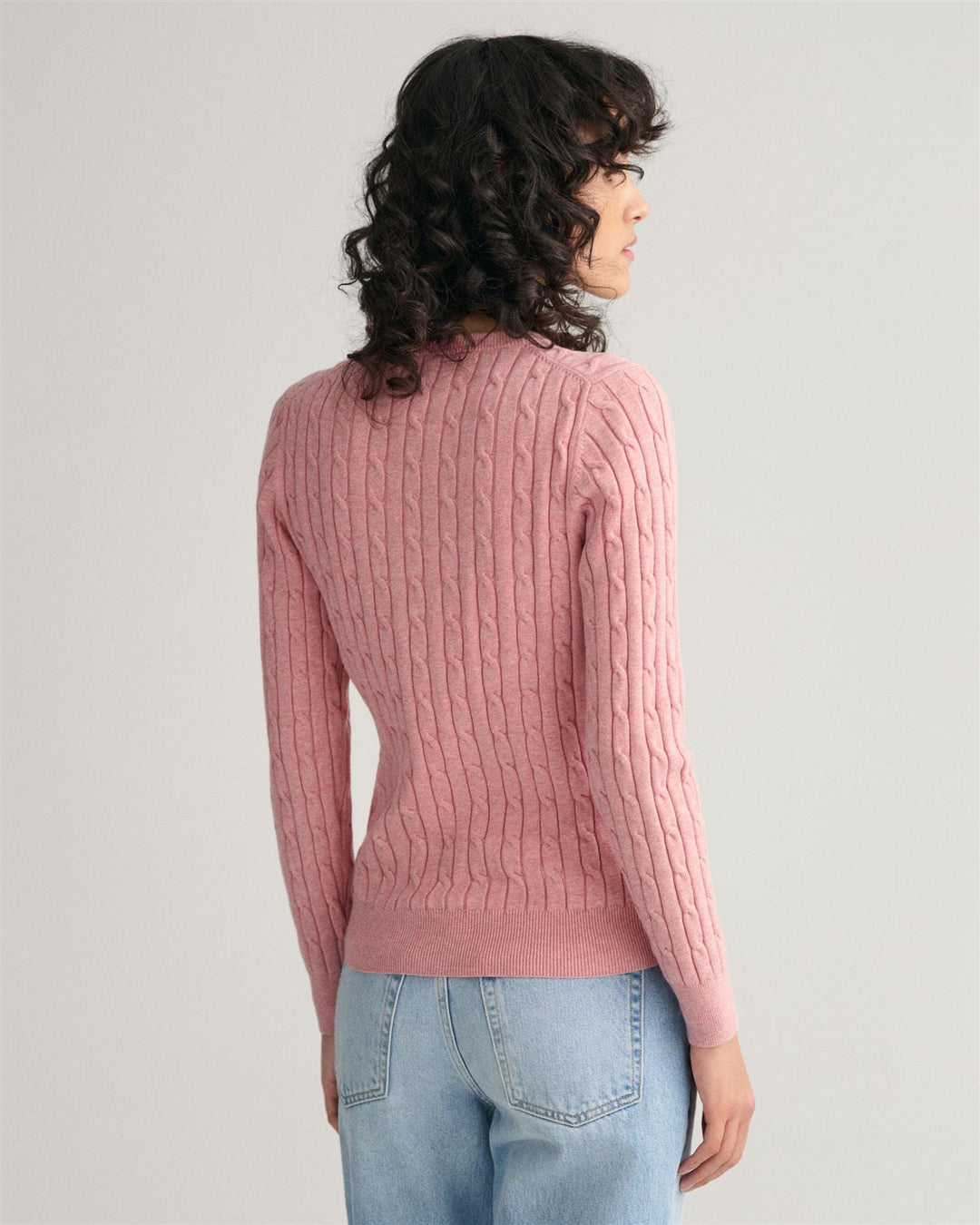 Stretch Cotton Cable C-Neck California Pink Melange | Genser | Smuk - Dameklær på nett