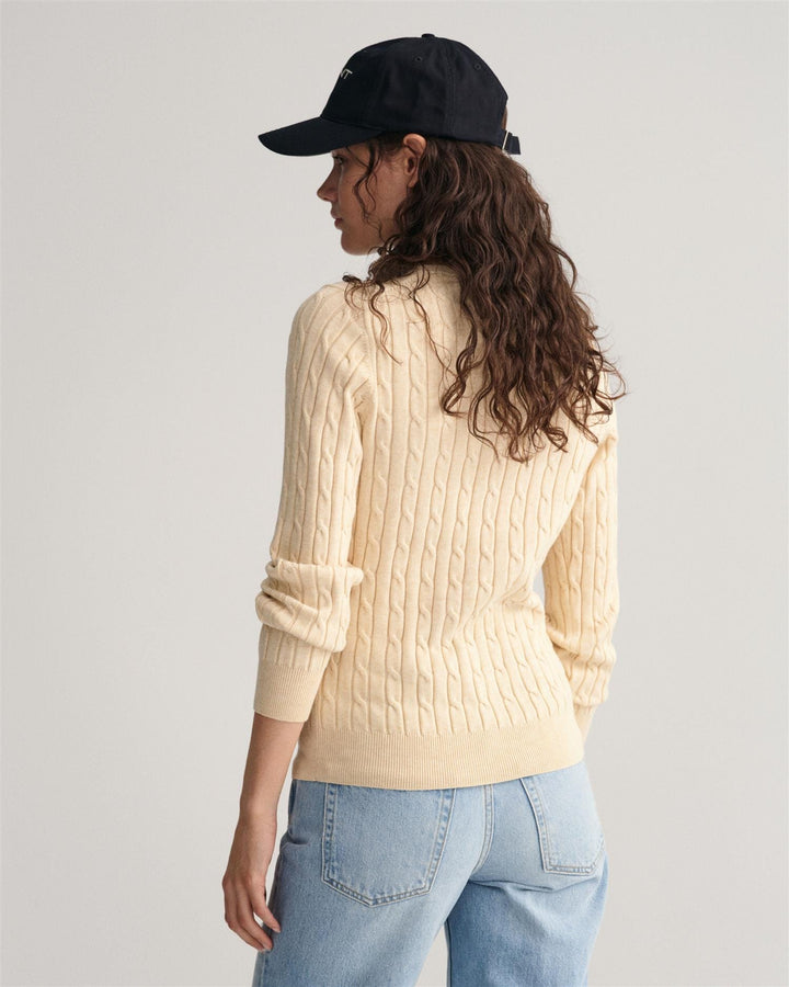 Stretch Cotton Cable C-Neck Linen | Genser | Smuk - Dameklær på nett