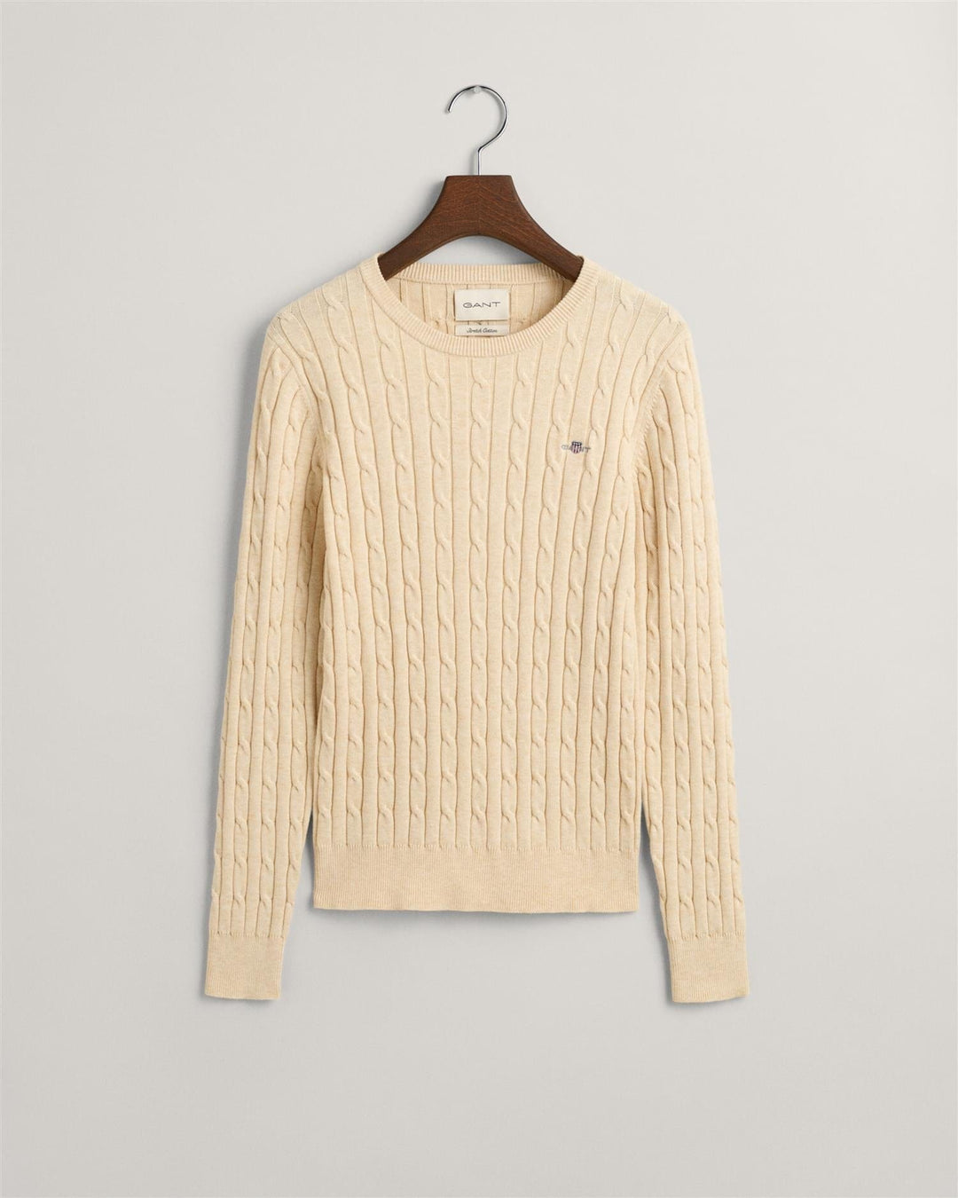Stretch Cotton Cable C-Neck Linen | Genser | Smuk - Dameklær på nett