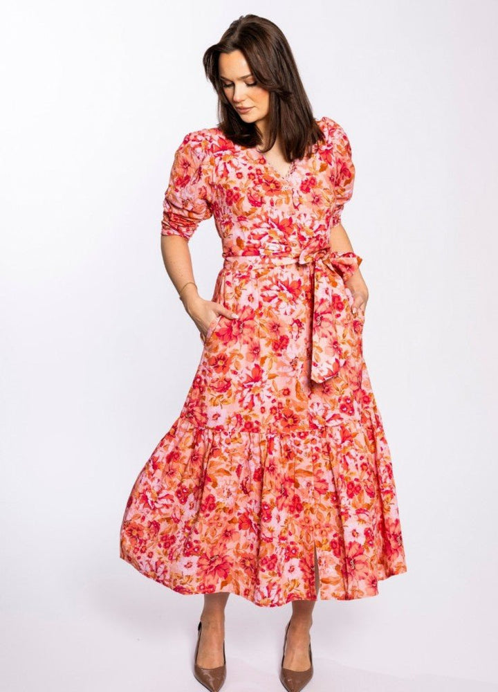 Sylvie Dress Coral Garden Linen | Kjoler | Smuk - Dameklær på nett