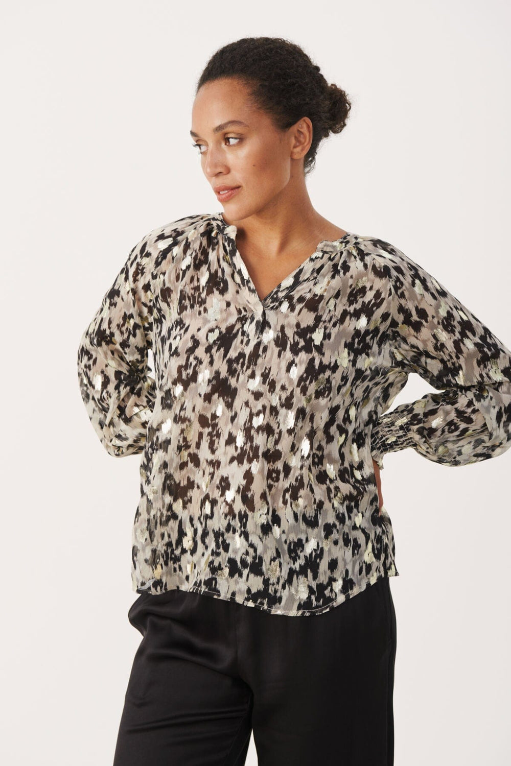 Tenniepw Blouse Texture Print Gold | Skjorter og bluser | Smuk - Dameklær på nett