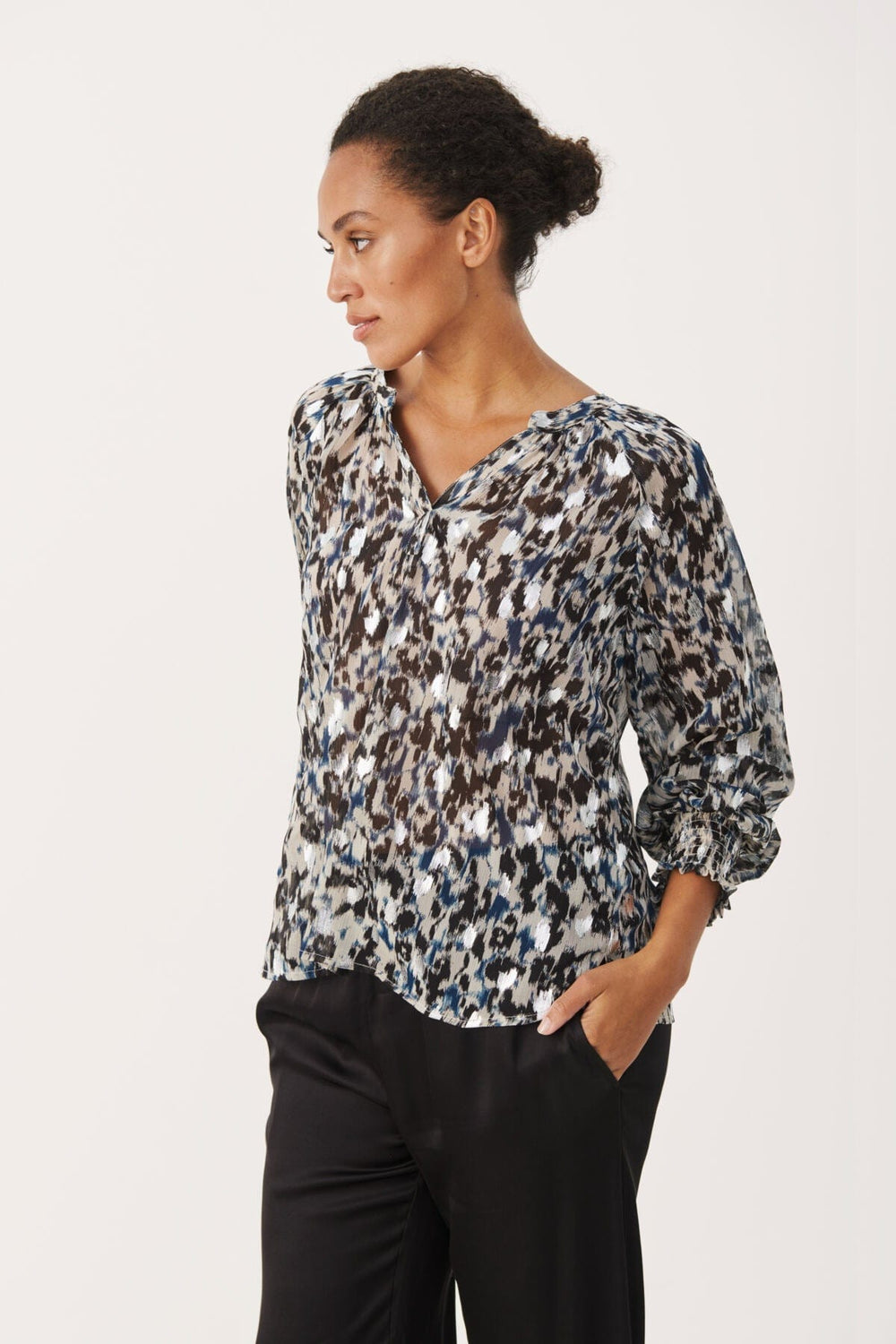 Tenniepw Blouse Texture Print Silver | Skjorter og bluser | Smuk - Dameklær på nett