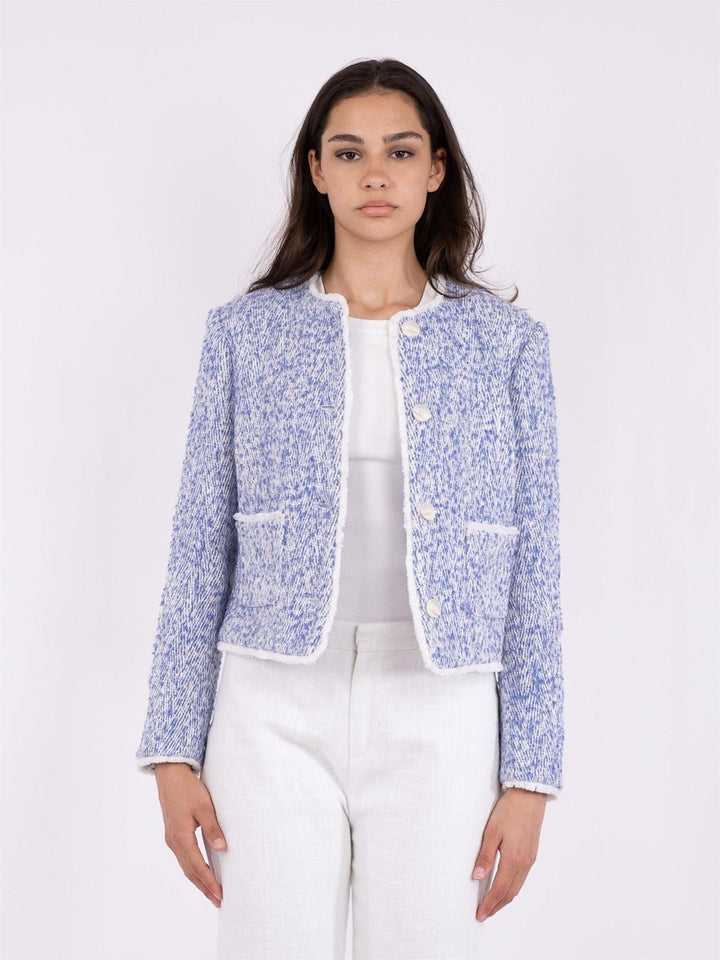 Toulouse Pattern Boucle Jacket Dusty Blue | Yttertøy | Smuk - Dameklær på nett