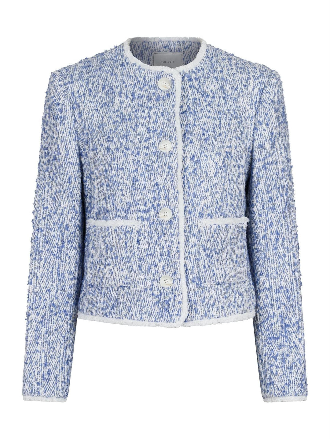 Toulouse Pattern Boucle Jacket Dusty Blue | Yttertøy | Smuk - Dameklær på nett