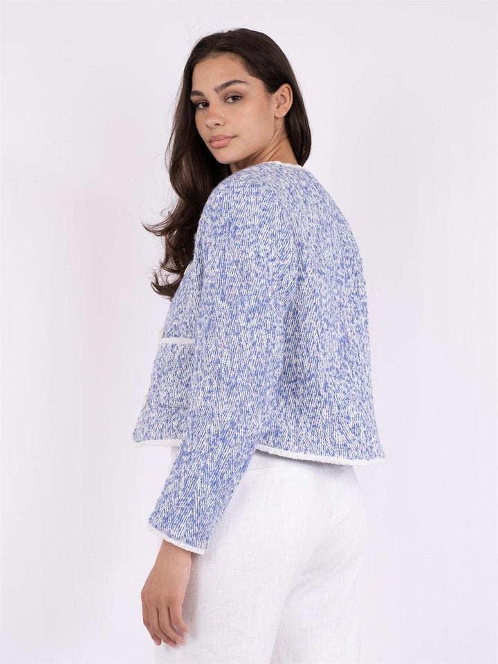 Toulouse Pattern Boucle Jacket Dusty Blue | Yttertøy | Smuk - Dameklær på nett
