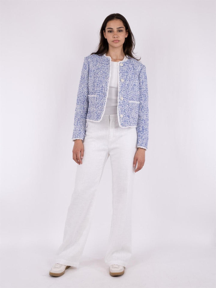 Toulouse Pattern Boucle Jacket Dusty Blue | Yttertøy | Smuk - Dameklær på nett