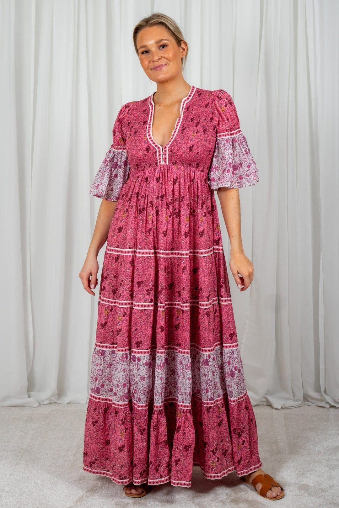 Twisted Maxi Dress Pink Flower Combo | Kjoler | Smuk - Dameklær på nett