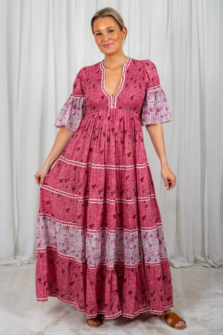 Twisted Maxi Dress Pink Flower Combo | Kjoler | Smuk - Dameklær på nett