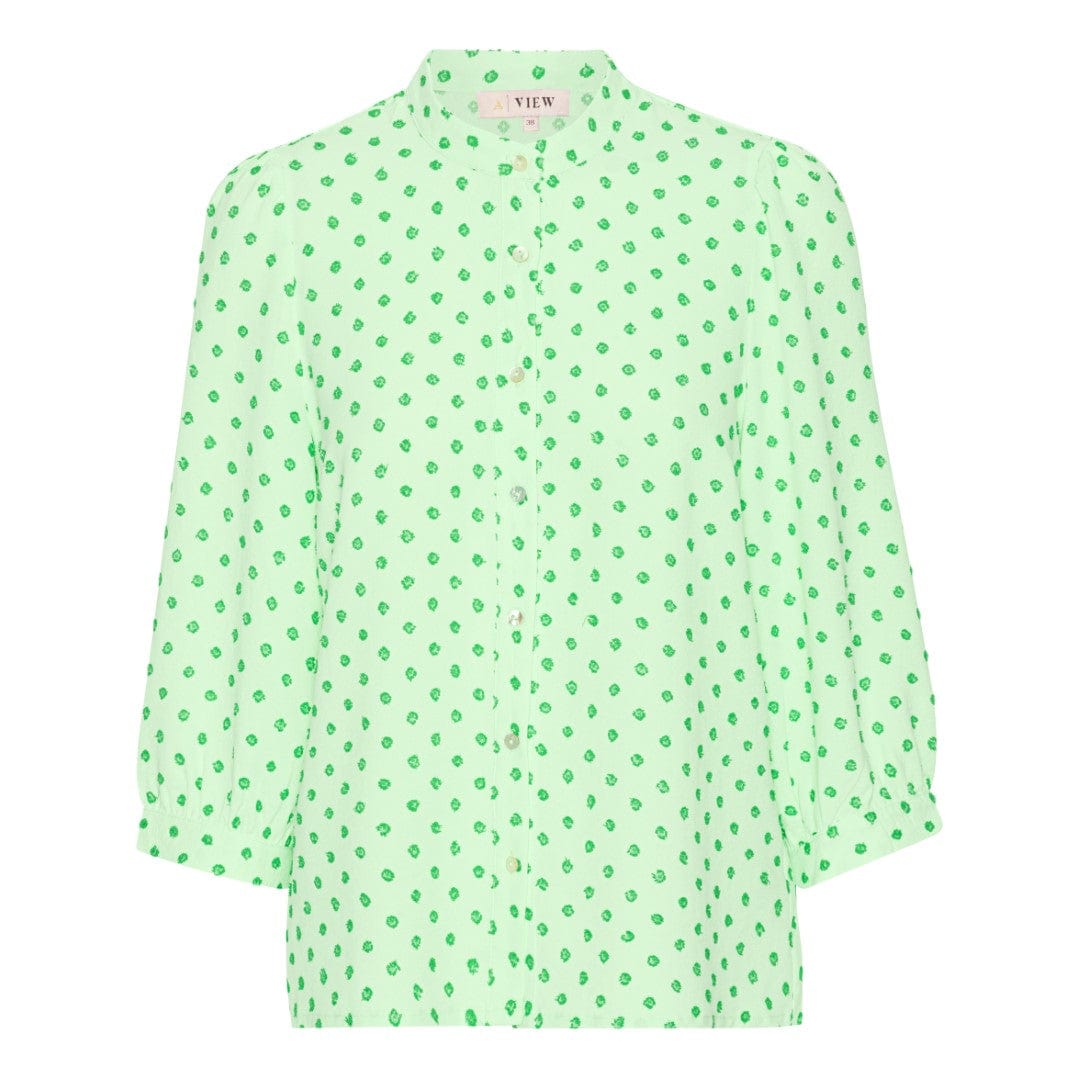Vanessa Shirt Nude W. Green Flowers | Skjorter og bluser | Smuk - Dameklær på nett