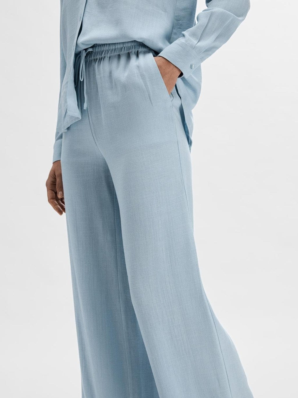 Viva-Gulia Hw Long Linen Pant Cashmere Blue | Bukser | Smuk - Dameklær på nett