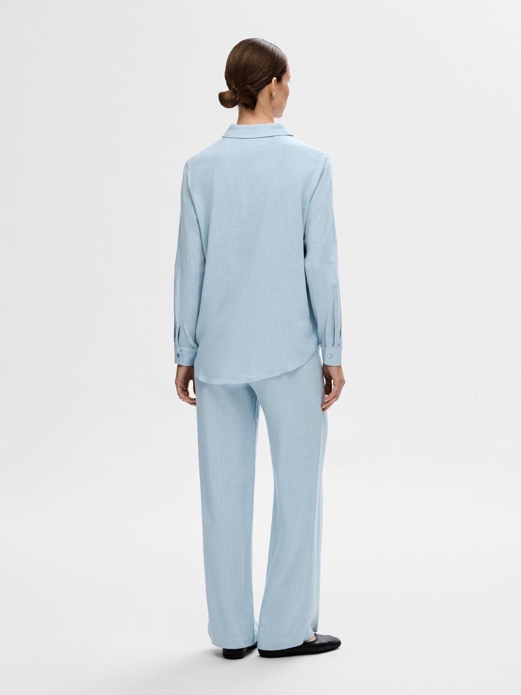 Viva-Gulia Hw Long Linen Pant Cashmere Blue | Bukser | Smuk - Dameklær på nett