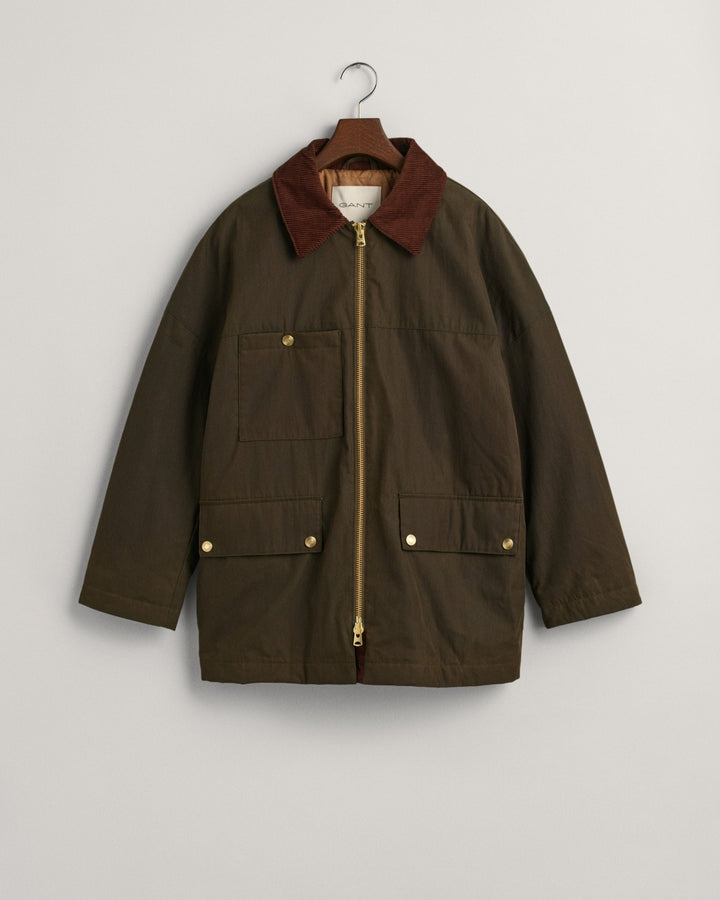 Waxed Mid Length Jacket Dark Cactus | Yttertøy | Smuk - Dameklær på nett