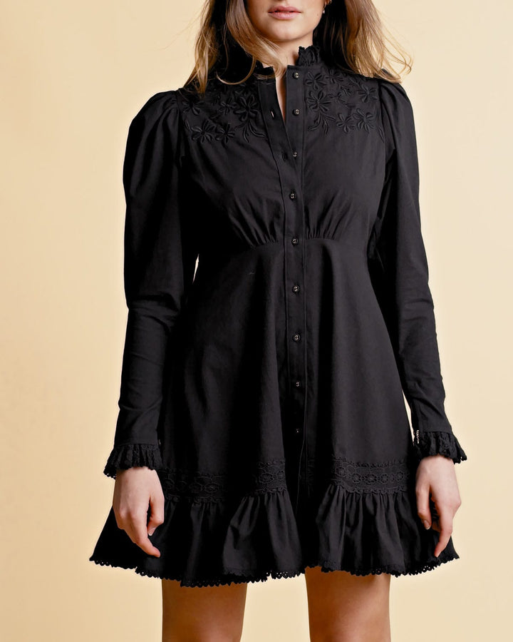 Winter Cotton Button Down Dress Black | Kjoler | Smuk - Dameklær på nett