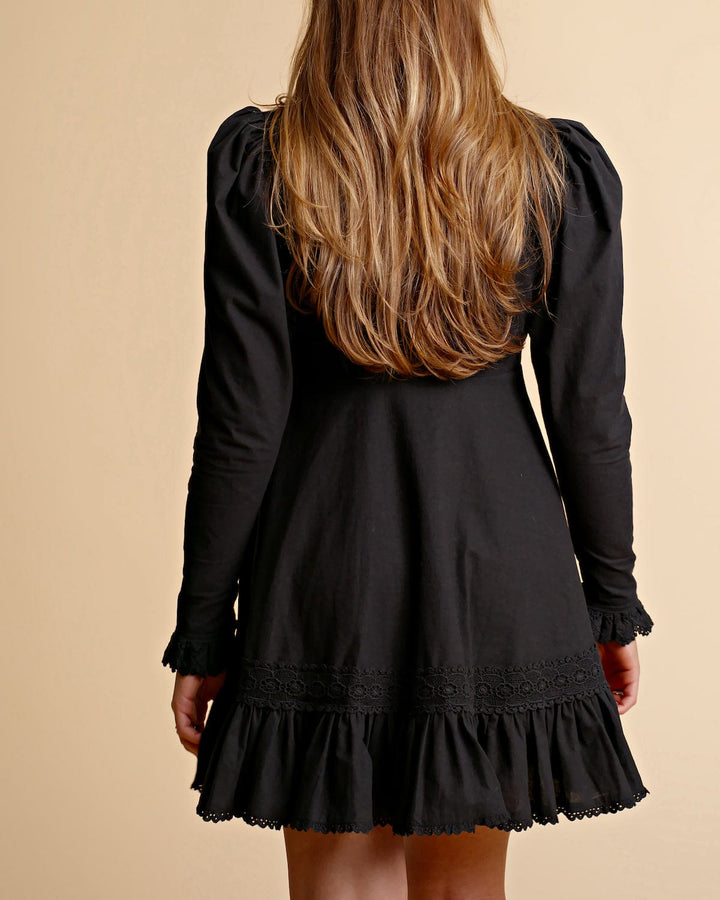 Winter Cotton Button Down Dress Black | Kjoler | Smuk - Dameklær på nett