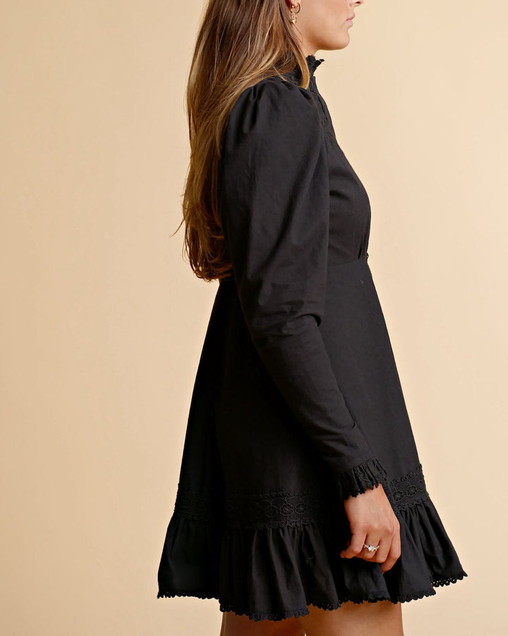 Winter Cotton Button Down Dress Black | Kjoler | Smuk - Dameklær på nett