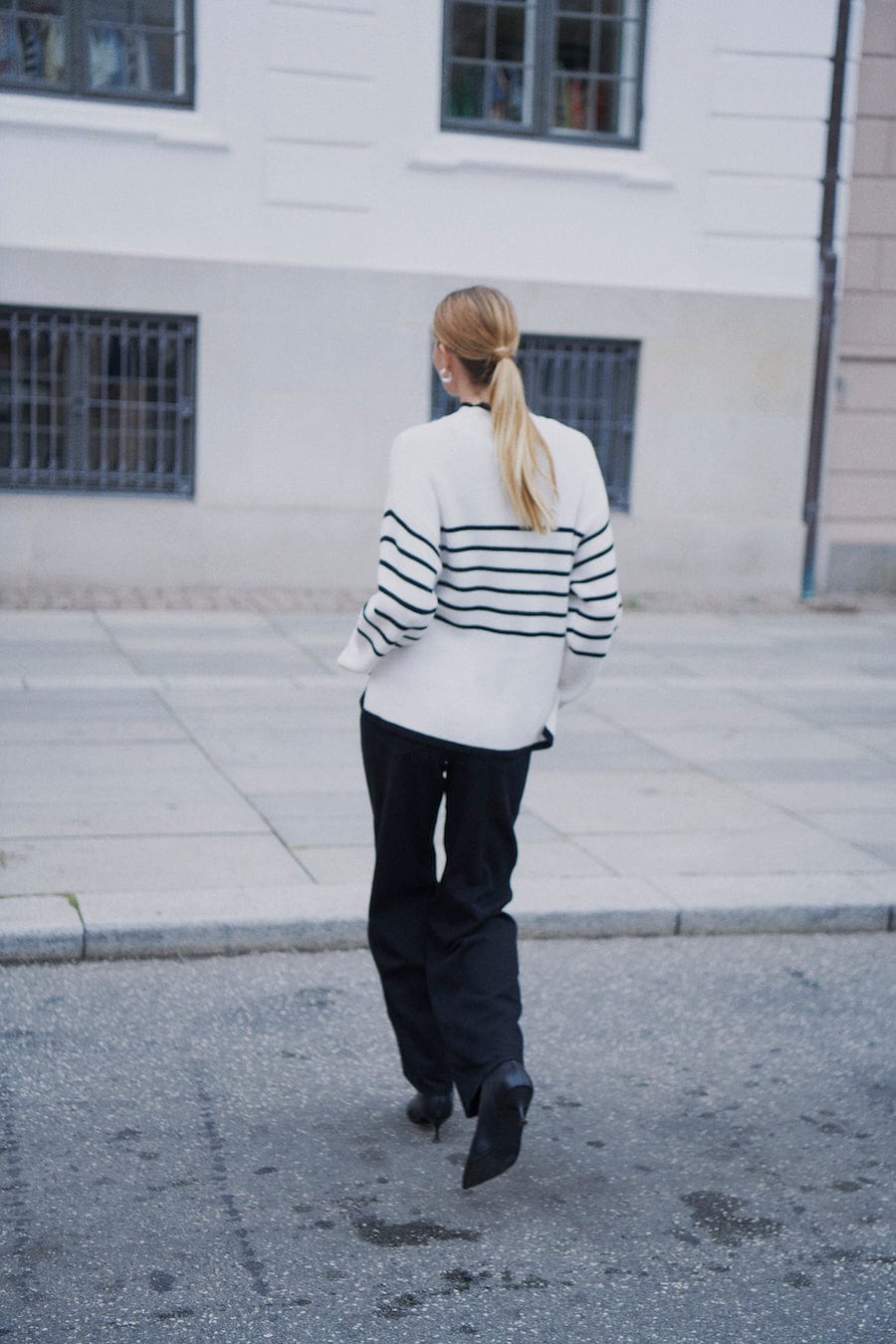 Yasalma Ls Knit Pullover Ca Birch W. Black Stripe | Genser | Smuk - Dameklær på nett