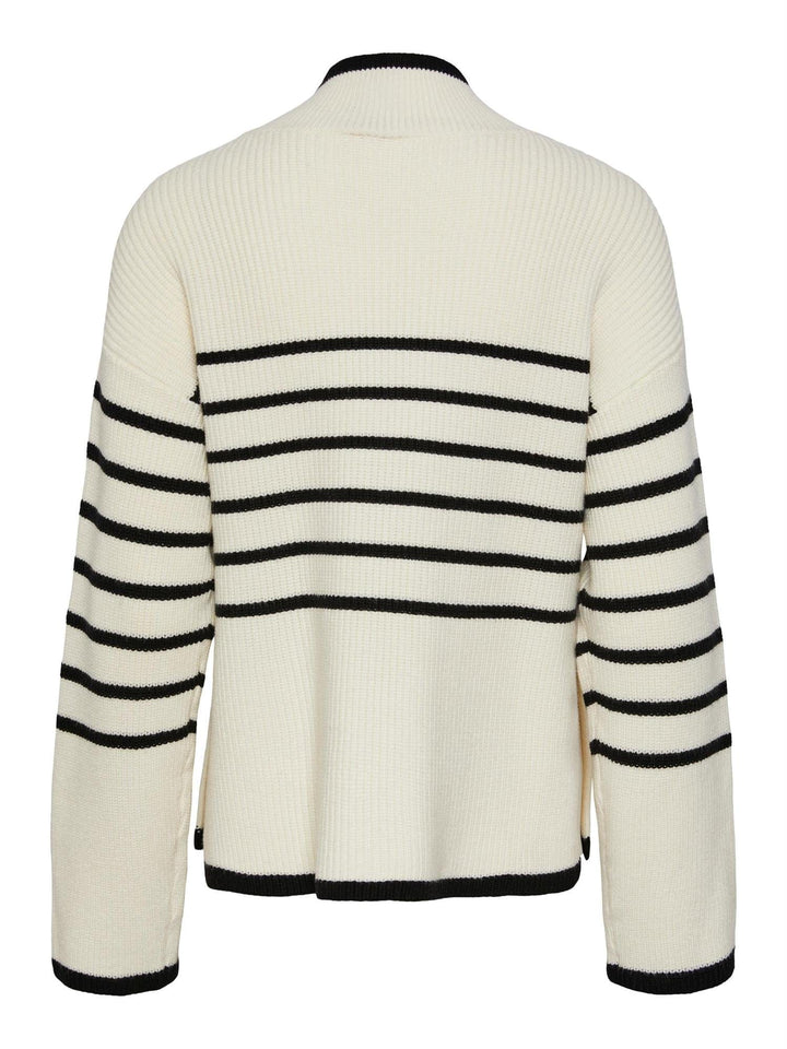 Yasalma Ls Knit Pullover Ca Birch W. Black Stripe | Genser | Smuk - Dameklær på nett