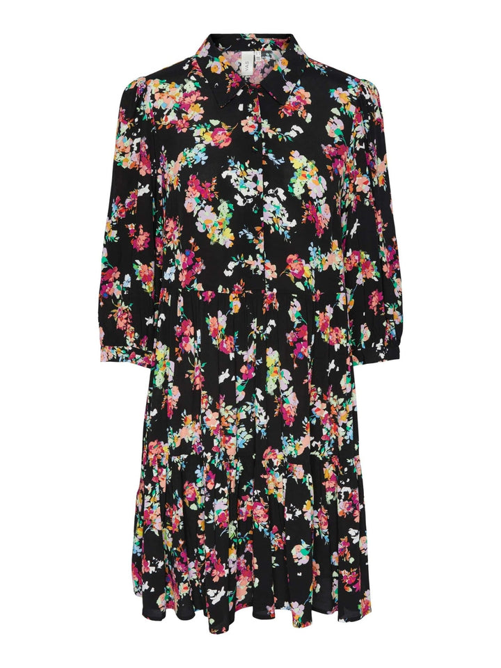 Yaserika 3/4 Dress S. Black Aloma Print | Kjoler | Smuk - Dameklær på nett