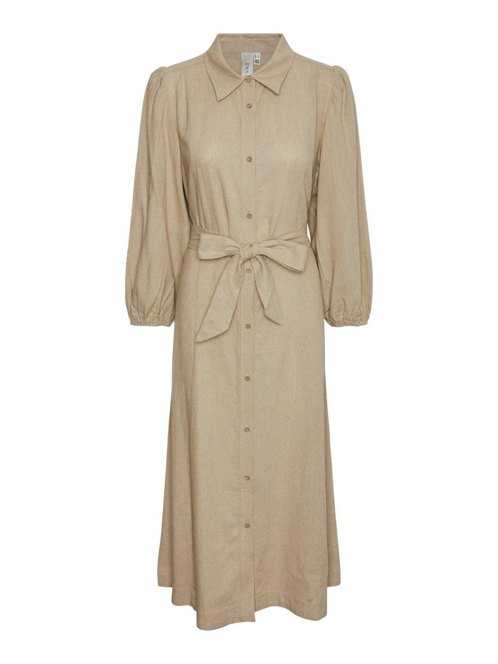 Yasflaxy 3/4 Linen Shirt Dress Birch | Kjoler | Smuk - Dameklær på nett