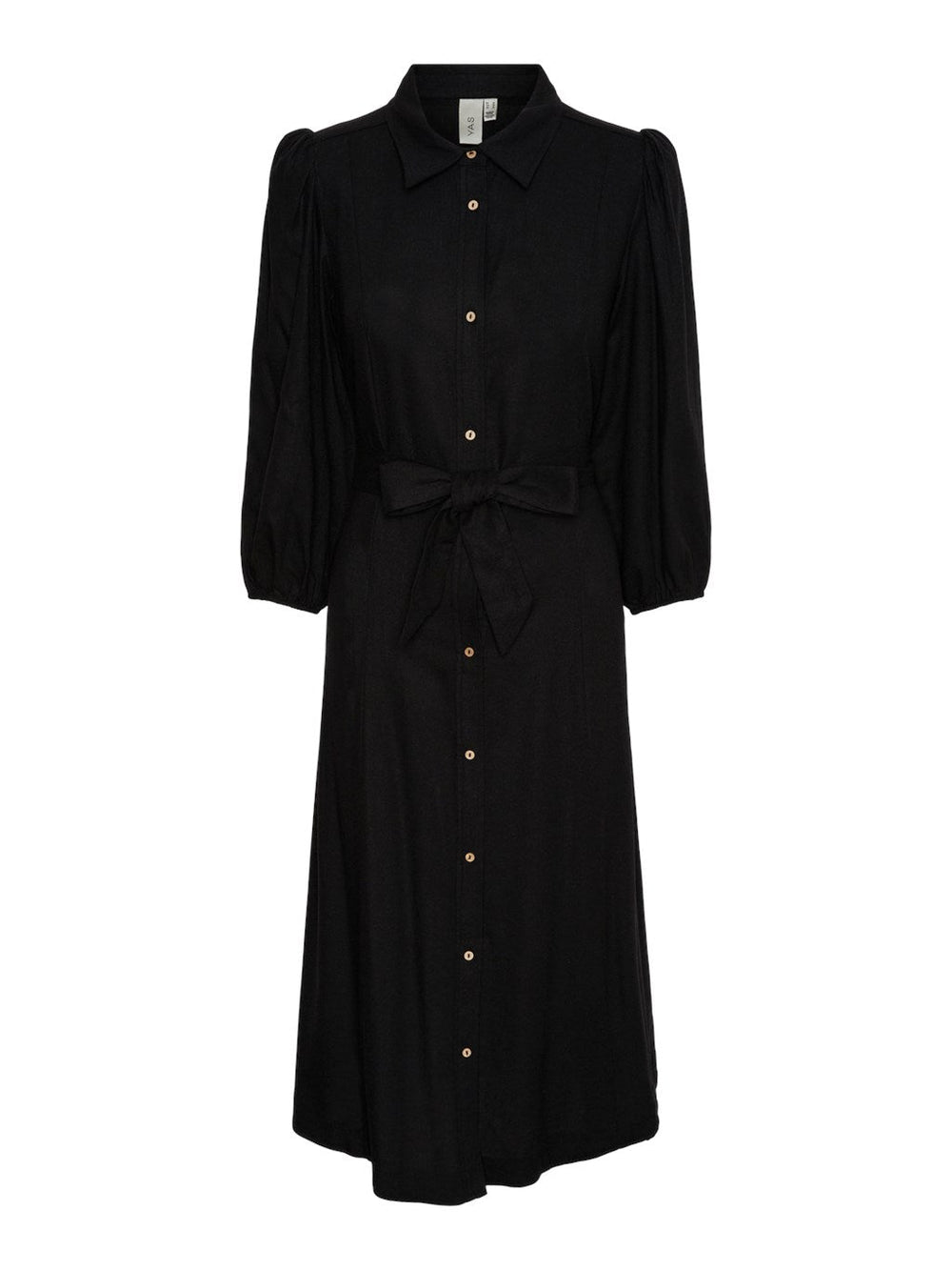 Yasflaxy 3/4 Linen Shirt Dress Black | Kjoler | Smuk - Dameklær på nett