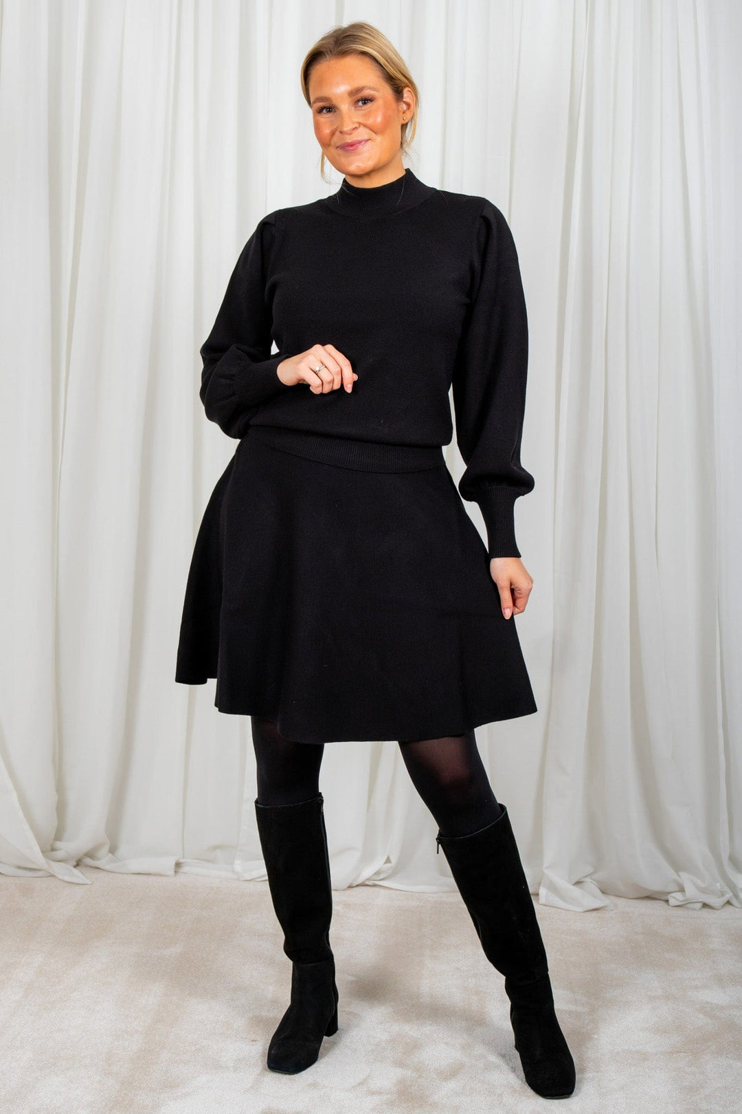 Yasfonny Ls Knit Pullover Black | Genser | Smuk - Dameklær på nett