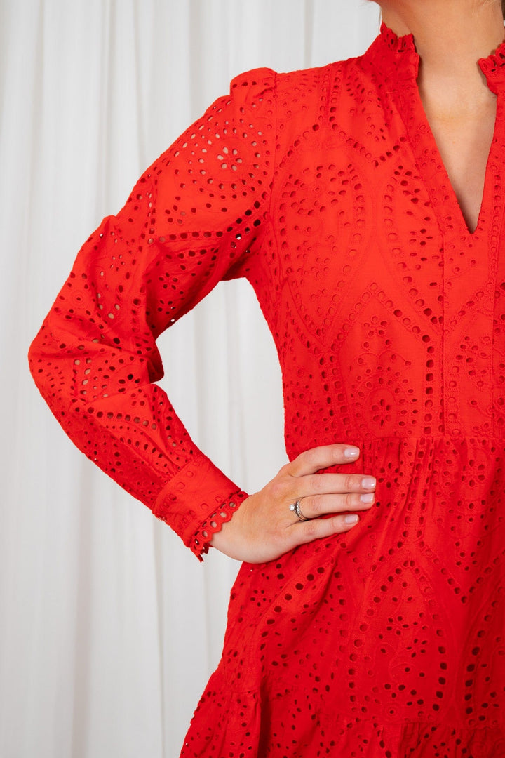 Yasholi Ls Dress S. Fiery Red | Kjoler | Smuk - Dameklær på nett