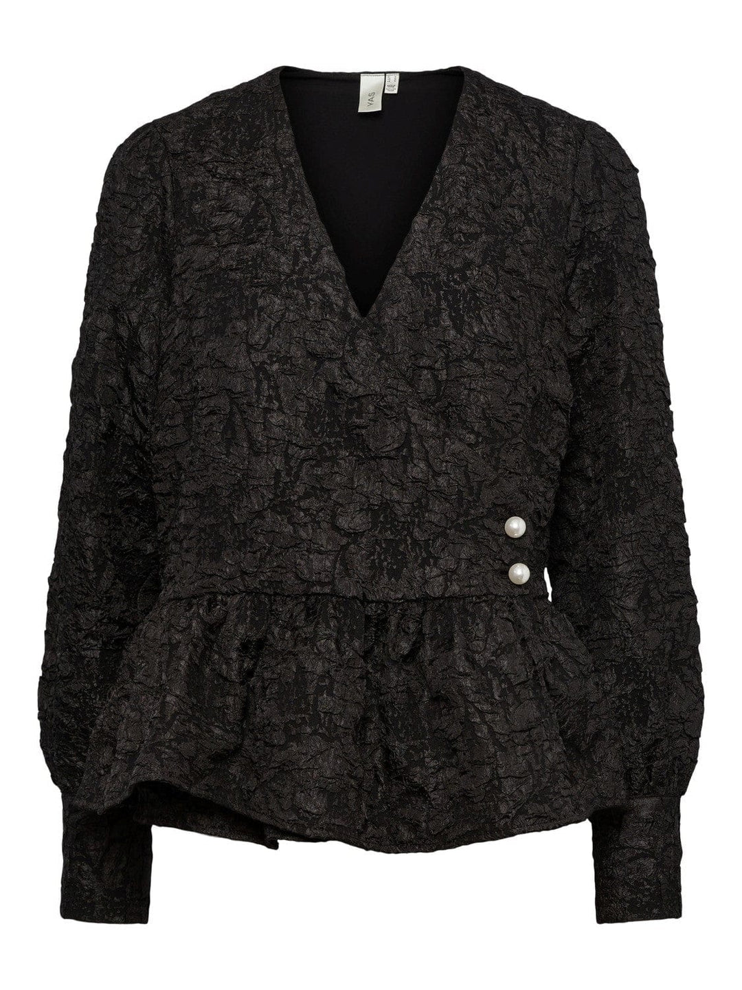 Yasjuel Ls Wrap Top Black | Skjorter og bluser | Smuk - Dameklær på nett