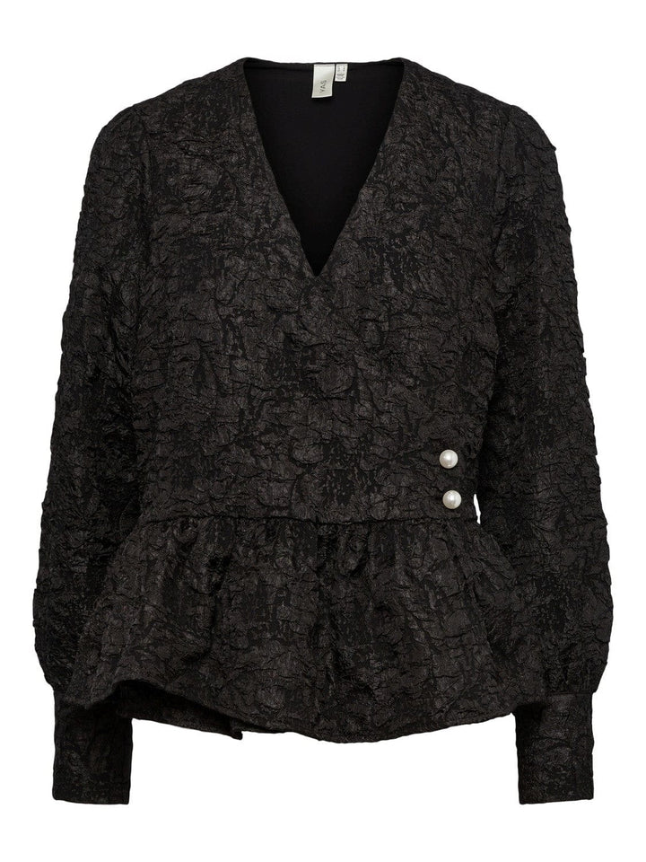 Yasjuel Ls Wrap Top Black | Skjorter og bluser | Smuk - Dameklær på nett
