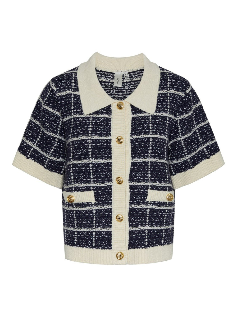 Yaslivia Ss Knit Cardigan Navy Blazer Birch | Genser | Smuk - Dameklær på nett