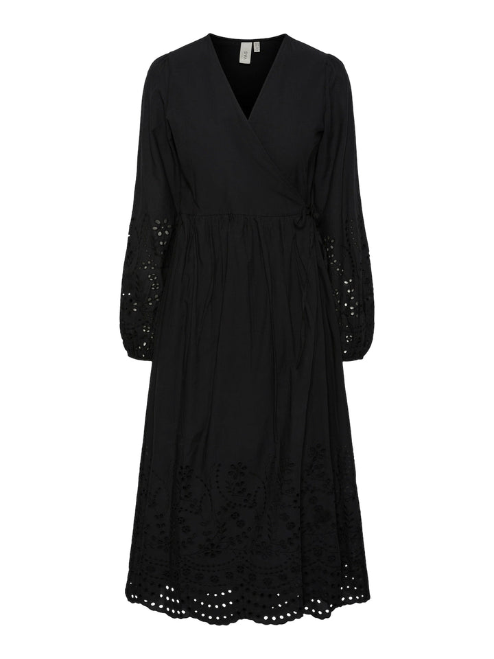 Yasluma Ls Long Wrap Dress Black | Kjoler | Smuk - Dameklær på nett
