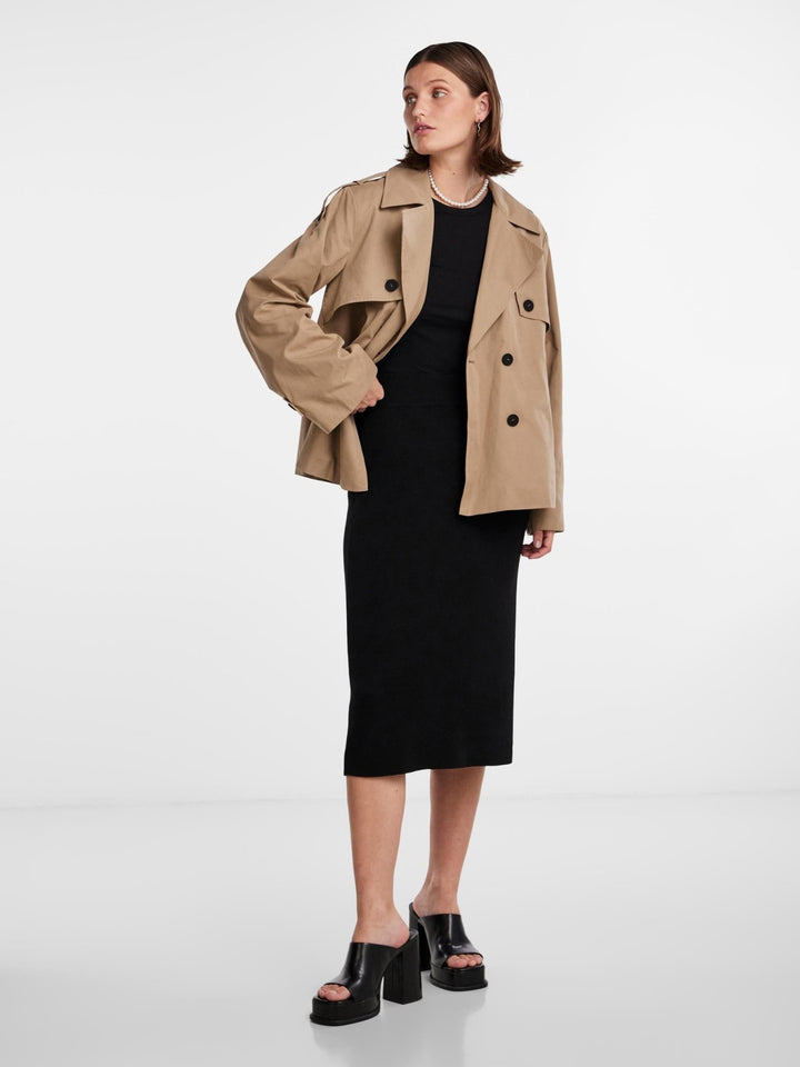 Yasminki Ls Short Trench Coat Wo Buttons Silver Mink | Yttertøy | Smuk - Dameklær på nett