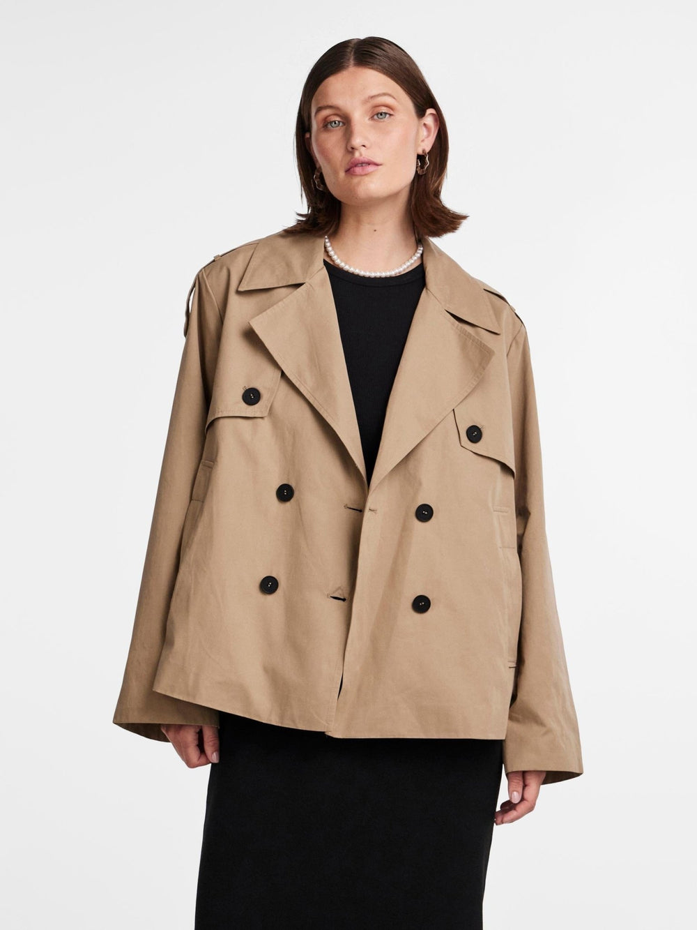 Yasminki Ls Short Trench Coat Wo Buttons Silver Mink | Yttertøy | Smuk - Dameklær på nett