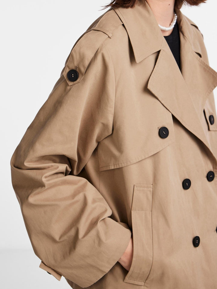 Yasminki Ls Short Trench Coat Wo Buttons Silver Mink | Yttertøy | Smuk - Dameklær på nett