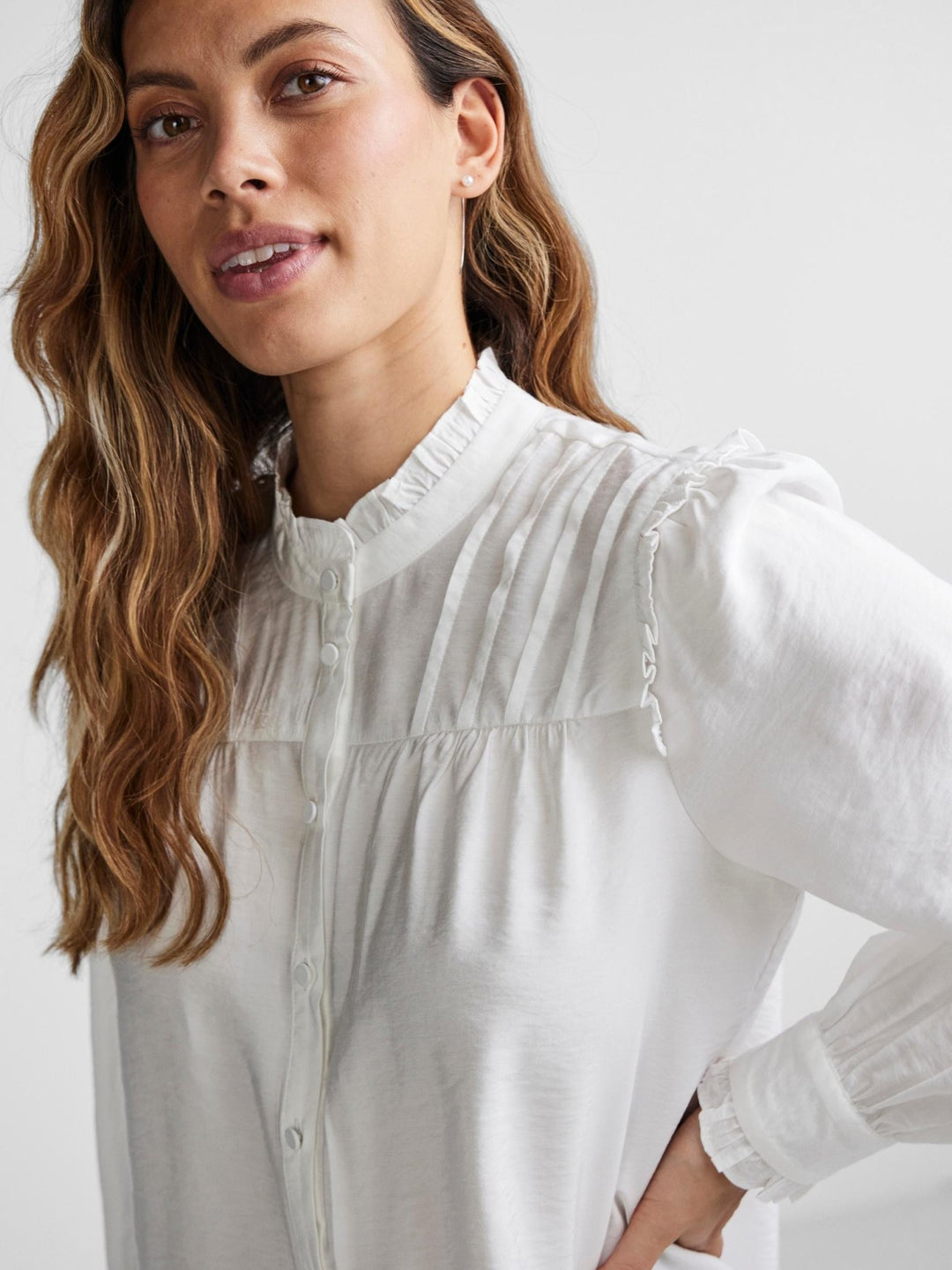 Yaspari Ls Shirt Star White | Skjorter og bluser | Smuk - Dameklær på nett