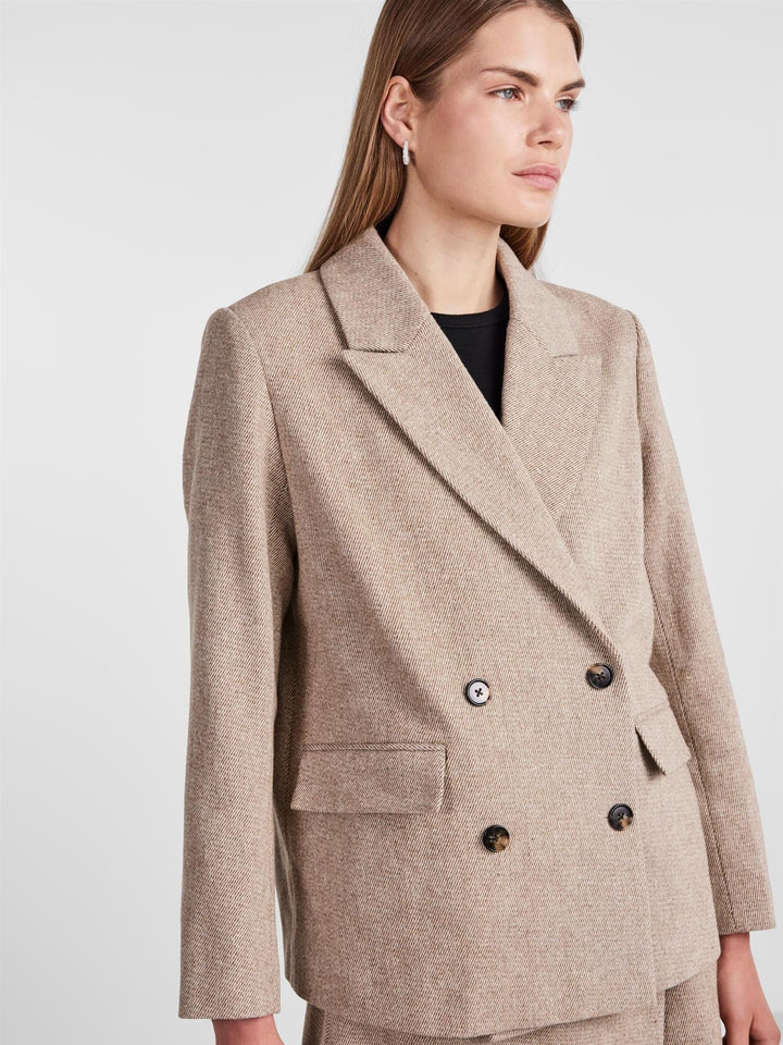 Yassummer Ls Wool Mix Blazer Toasted Coconut | Blazer | Smuk - Dameklær på nett