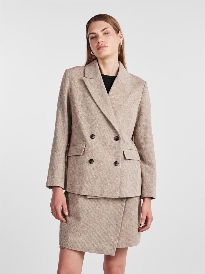 Yassummer Ls Wool Mix Blazer Toasted Coconut | Blazer | Smuk - Dameklær på nett