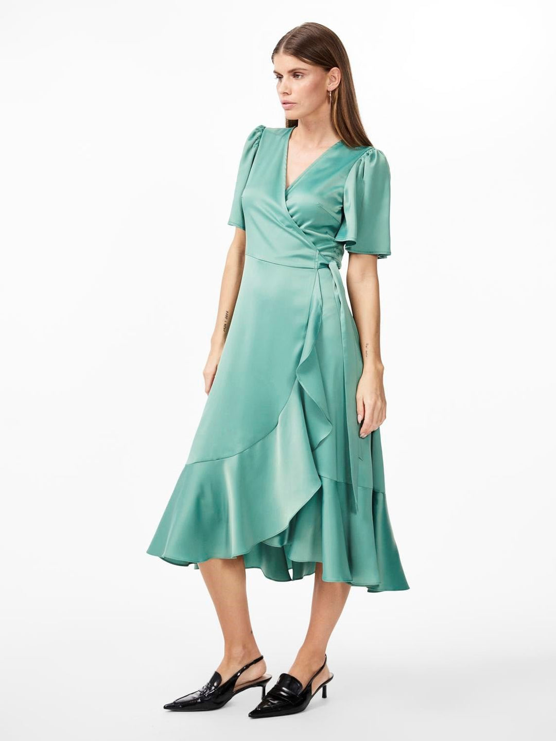 Yasthea 2/4 Midi Wrap Dress Malachite Green | Kjoler | Smuk - Dameklær på nett
