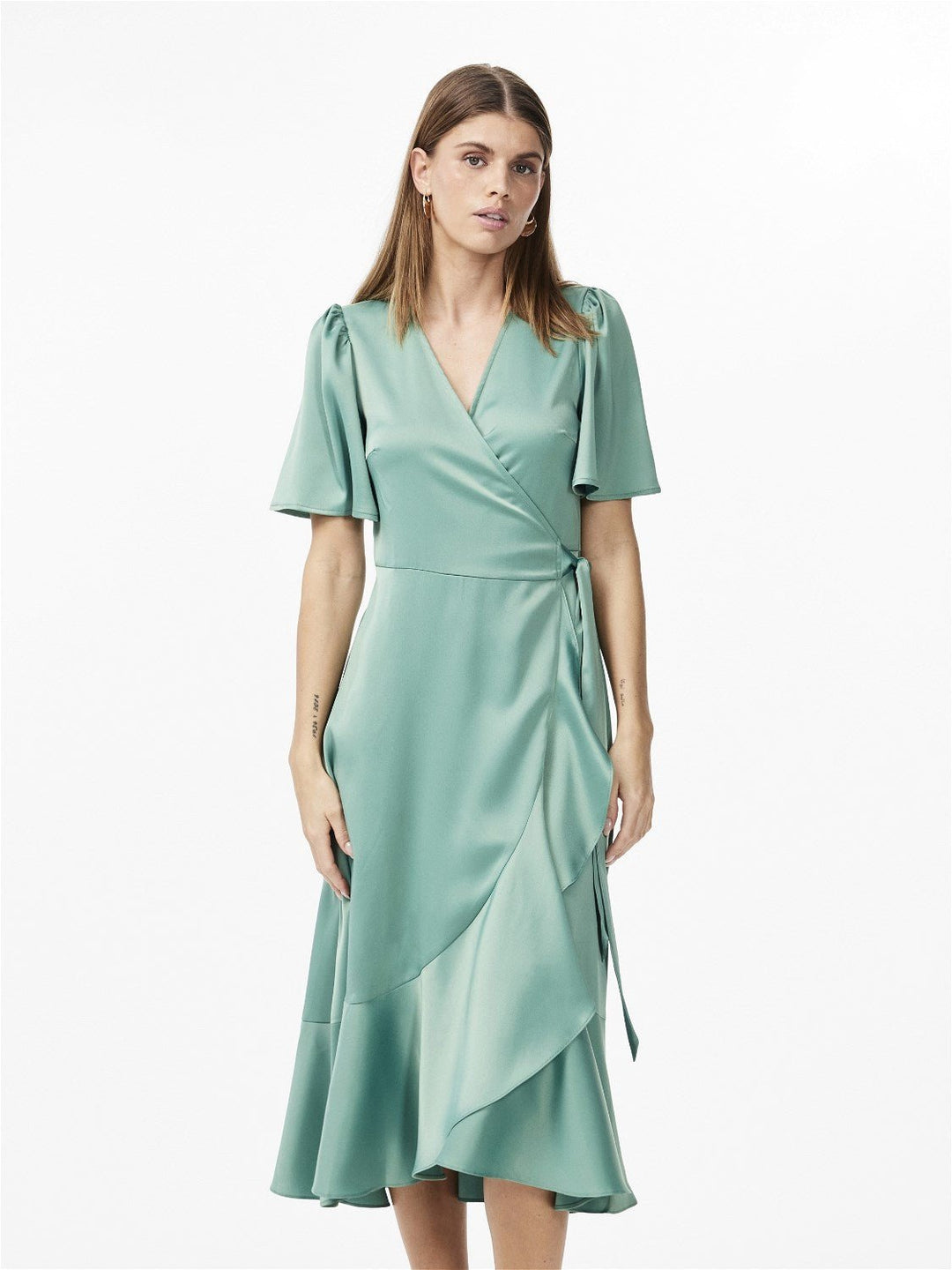 Yasthea 2/4 Midi Wrap Dress Malachite Green | Kjoler | Smuk - Dameklær på nett